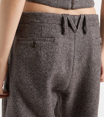 Low-rise herringbone wool-blend barrel-leg pants | Magda Butrym