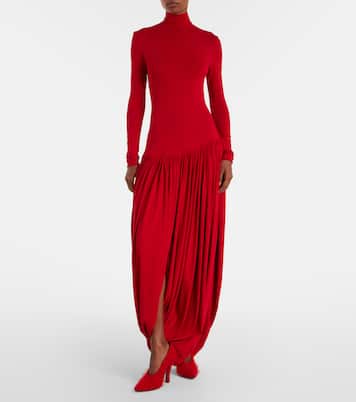 Asymmetric pleated turtleneck maxi dress | Magda Butrym