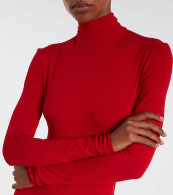 Asymmetric pleated turtleneck maxi dress | Magda Butrym