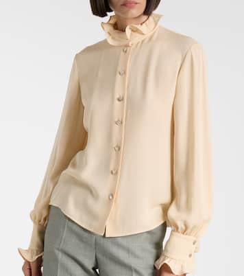 Blusa de georgette de seda con volantes | Valentino