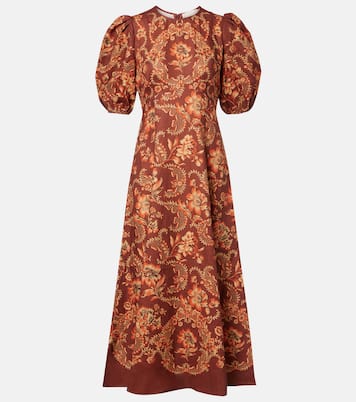 Bedrucktes Midikleid Seraphina aus Leinen | Alémais