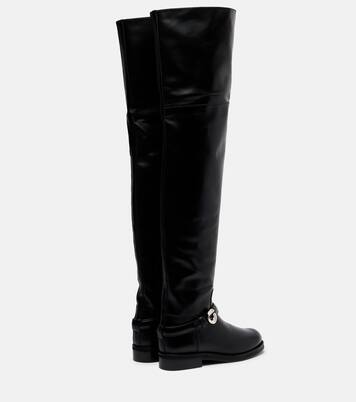 Logo leather over-the-knee boots | Coperni