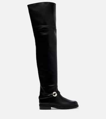 Logo leather over-the-knee boots | Coperni