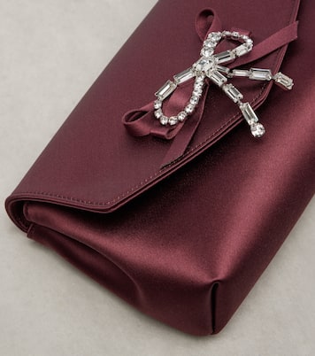Clutch Soft Bow Mini de satén con cristales | Jimmy Choo