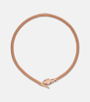 Serpenti 18kt rose gold necklace with diamonds and onyx  | Bvlgari