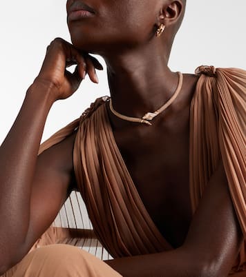 Serpenti 18kt rose gold necklace with diamonds and onyx  | Bvlgari