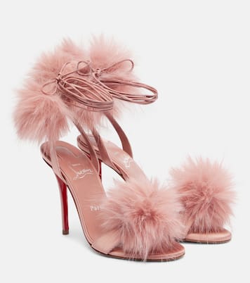 Sandales Patapompom 100 en crêpe de satin | Christian Louboutin