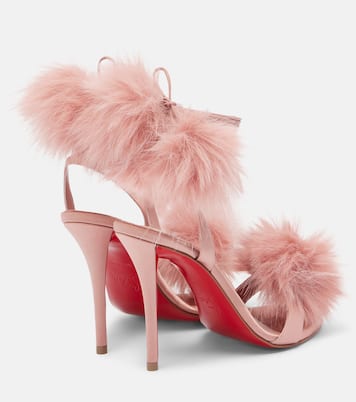 Sandales Patapompom 100 en crêpe de satin | Christian Louboutin