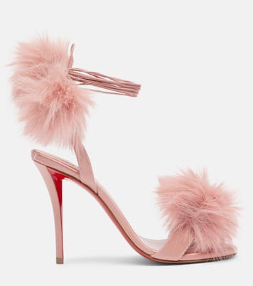 Sandales Patapompom 100 en crêpe de satin | Christian Louboutin