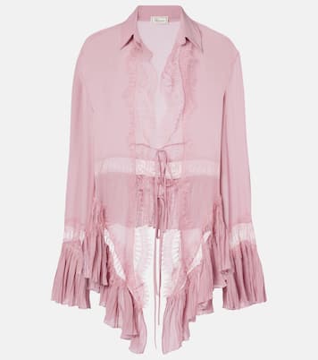 Lace-trimmed sheer georgette blouse | Blumarine