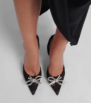 Slingback-Pumps Rosie aus Spitze mit Kristallen | Amina Muaddi