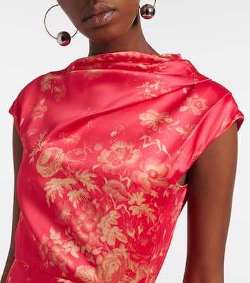 Robe longue en satin à fleurs | Erdem