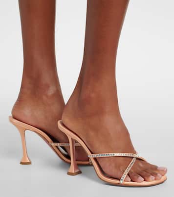 Sally crystal-embellished satin mules | Amina Muaddi