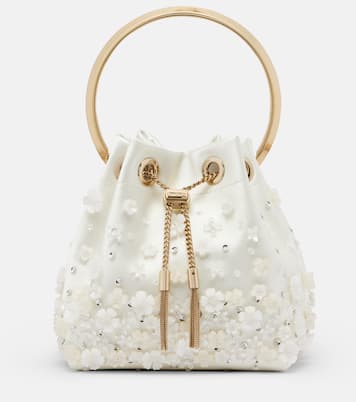 Bon Bon Small embellished satin bucket bag | Jimmy Choo