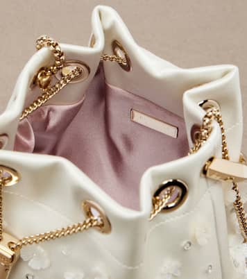 Bon Bon Small embellished satin bucket bag | Jimmy Choo