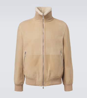 Shearling-lined suede bomber jacket | Brunello Cucinelli