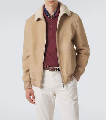 Shearling-lined suede bomber jacket | Brunello Cucinelli