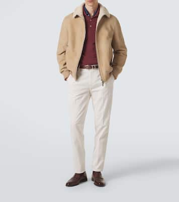 Shearling-lined suede bomber jacket | Brunello Cucinelli