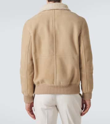 Shearling-lined suede bomber jacket | Brunello Cucinelli
