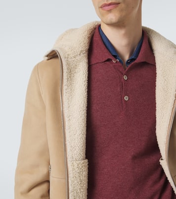 Shearling-lined suede bomber jacket | Brunello Cucinelli