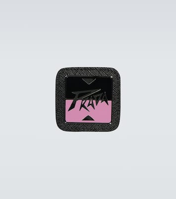 Leather-trimmed logo badge | Prada