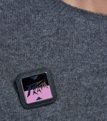 Leather-trimmed logo badge | Prada