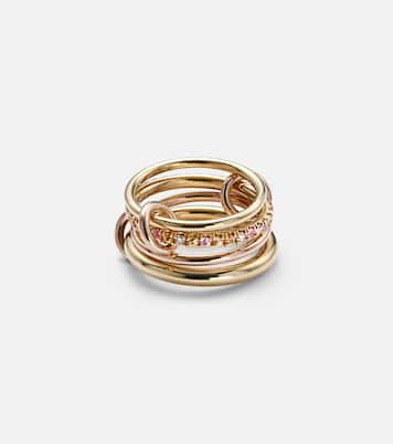 Nimbus 18kt gold and rose gold linked rings with sapphires and diamonds | Spinelli Kilcollin