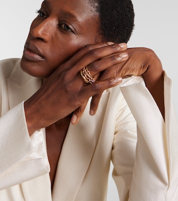 Nimbus 18kt gold and rose gold linked rings with sapphires and diamonds | Spinelli Kilcollin