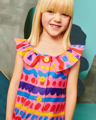 Printed ruffled cotton playsuit | Stella McCartney Kids