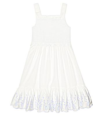 Smocked cotton poplin dress | Self-Portrait Kids