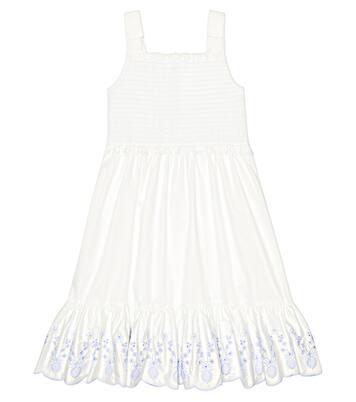 Smocked cotton poplin dress | Self-Portrait Kids