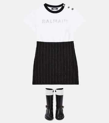 Logo striped dress | Balmain Kids