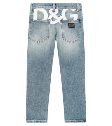 Jeans regular in cotone con logo | Dolce&Gabbana Kids