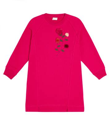 Floral-appliqué cotton fleece dress | Il Gufo
