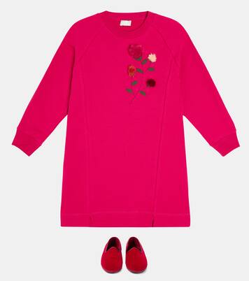 Floral-appliqué cotton fleece dress | Il Gufo