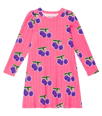 Plum rib-knit cotton-blend dress | Mini Rodini