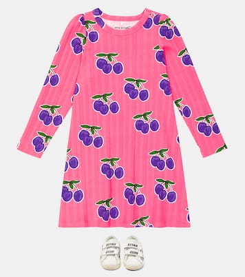 Plum rib-knit cotton-blend dress | Mini Rodini