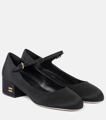 Canvas leather-lined Mary Jane pumps | Miu Miu