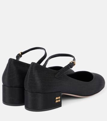 Canvas leather-lined Mary Jane pumps | Miu Miu