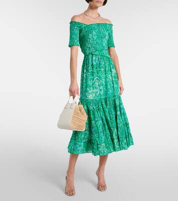 Robe midi Soledad à fleurs | Poupette St Barth