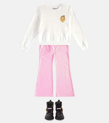 Logo leather-trimmed combat boots | Moschino Kids