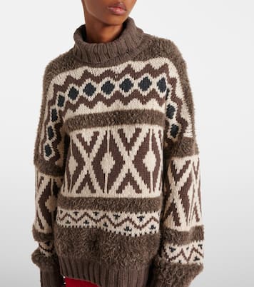 Wool jacquard turtleneck sweater | Brunello Cucinelli