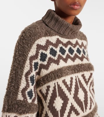 Wool jacquard turtleneck sweater | Brunello Cucinelli