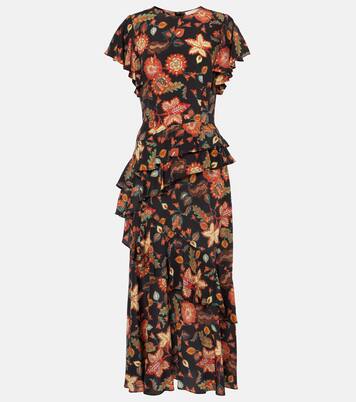 Robe midi Amaia en crêpe à fleurs | Ulla Johnson
