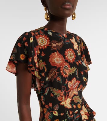 Robe midi Amaia en crêpe à fleurs | Ulla Johnson