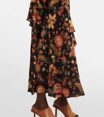 Robe midi Amaia en crêpe à fleurs | Ulla Johnson