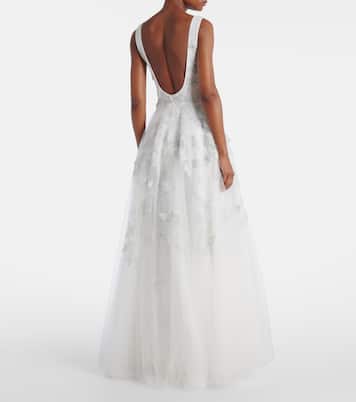 Bridal Bestickte Robe aus Tüll | Costarellos