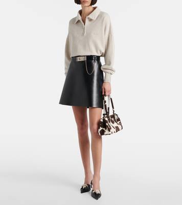 Belted leather mini skirt | Prada