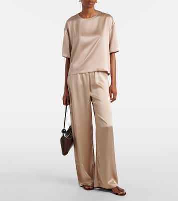 Barb mid-rise satin wide-leg pants | Leset