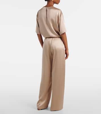 Barb mid-rise satin wide-leg pants | Leset